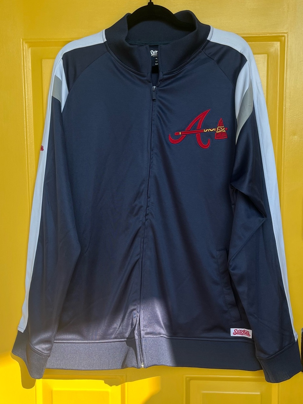 Stitches MLB Atlanta Braves Full Zip Track Jacket Navy/White - Size Large
